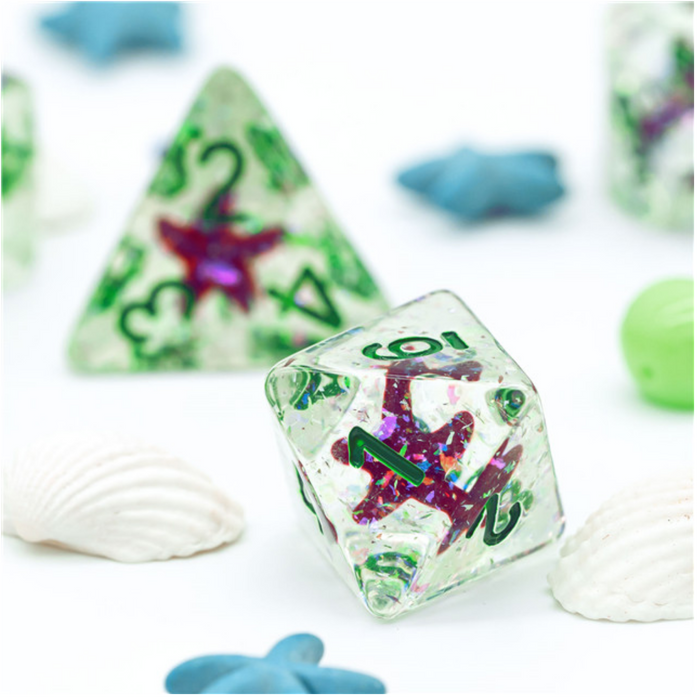 Ocean Sparkle Starfish RPG Dice Set Accessories Foam Brain   