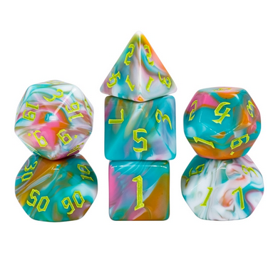 Teal Sunrise RPG Dice Set Accessories Foam Brain Games   