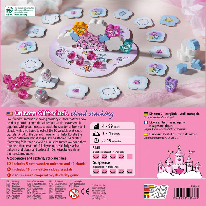 Unicorn Glitterluck - Cloud Stacking Board Games HABA USA   