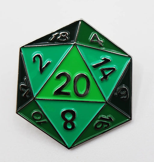 Foam Brain Enamel Pins - D20 - Green Apparel Foam Brain Games   