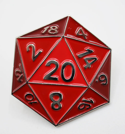 Foam Brain Enamel Pins - D20 - Red Apparel Foam Brain Games   