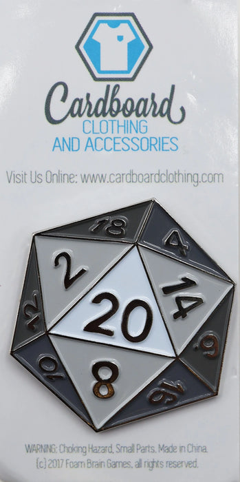 Foam Brain Enamel Pins - D20 - White Apparel Foam Brain Games   