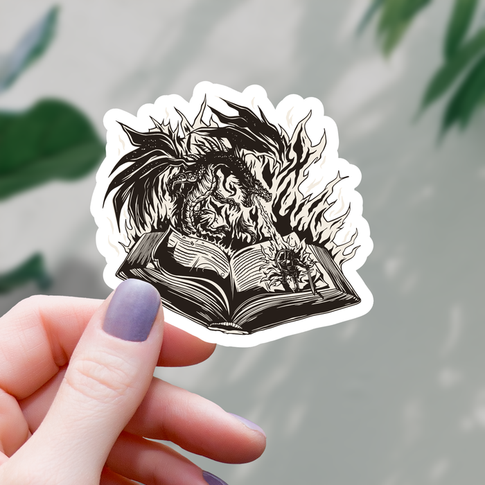 Fantasy Book Dragon Battle Sticker - 3" Gift Mimic Gaming Co   