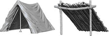 WizKids Deep Cuts Unpainted Miniatures: W10 Tent & Lean-To Miniatures NECA   