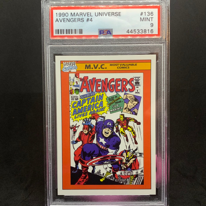 Marvel Universe 1990 - 136 - Avengers #4 - PSA 9 Vintage Trading Card Singles Impel   