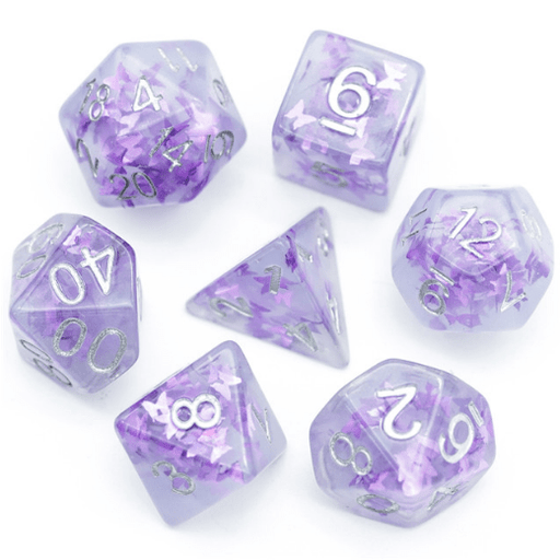 Lavender Butterfly RPG Dice Set Accessories Foam Brain   